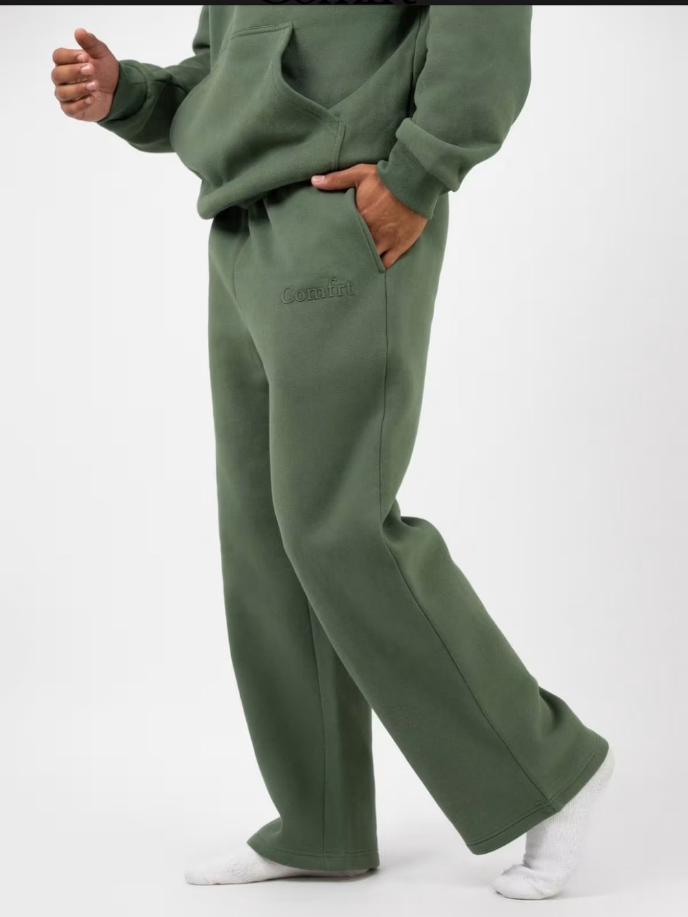 Comfrt Minimalist Straight Leg Sweatpants Unisex Forest